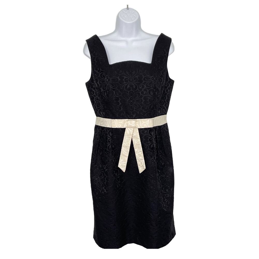Milly New York Crescent Moon Sheath Dress Black 10 Floral Print NEW